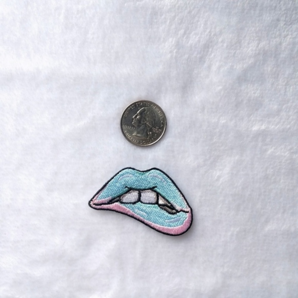 Ombre Pastel Lip Biting Iron On Patch